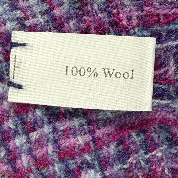 Suantrai of Ireland Open Scarf 1 Wool Purple Pink Colorful Tassels Winter Boho - Picture 4 of 7